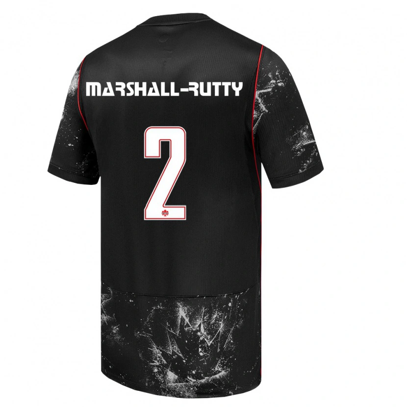 Danxen Mujer Camiseta Canadá Jahkeele Marshall-Rutty #2 Negro Blanco Rojo 2ª Equipación 26-28 La Camisa México