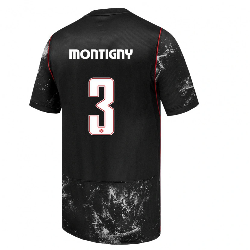 Danxen Mujer Camiseta Canadá Gaël De Montigny #3 Negro Blanco Rojo 2ª Equipación 26-28 La Camisa México
