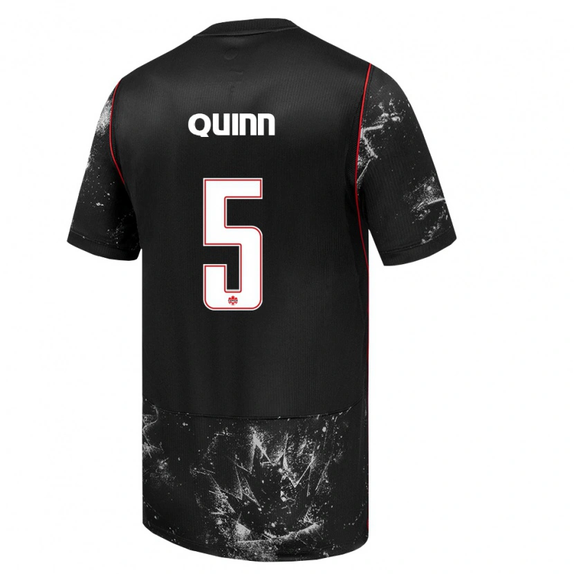 Danxen Mujer Camiseta Canadá Quinn #5 Negro Blanco Rojo 2ª Equipación 26-28 La Camisa México