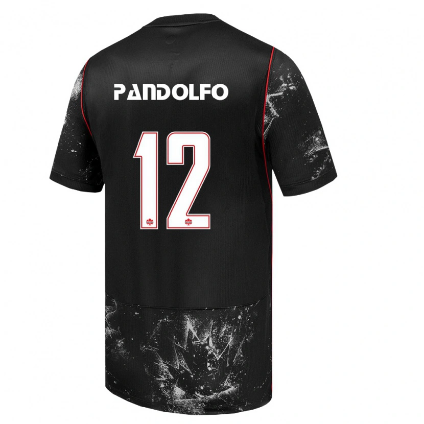Danxen Mujer Camiseta Canadá Gabriel Pandolfo #12 Negro Blanco Rojo 2ª Equipación 26-28 La Camisa México