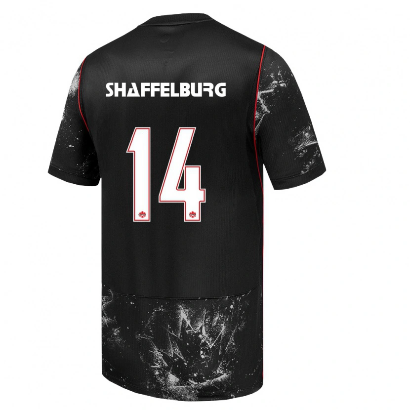 Danxen Mujer Camiseta Canadá Jacob Shaffelburg #14 Negro Blanco Rojo 2ª Equipación 26-28 La Camisa México