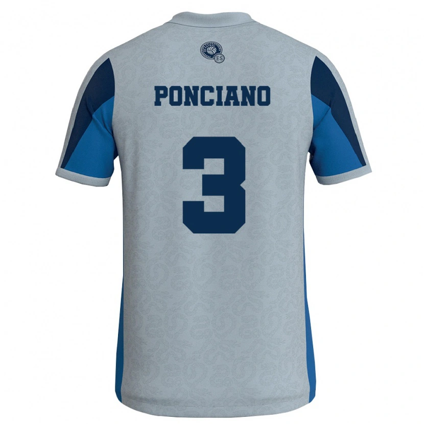 Danxen Mujer Camiseta El Salvador Emir Ponciano #3 Blanco Azul Cielo 2ª Equipación 26-28 La Camisa México