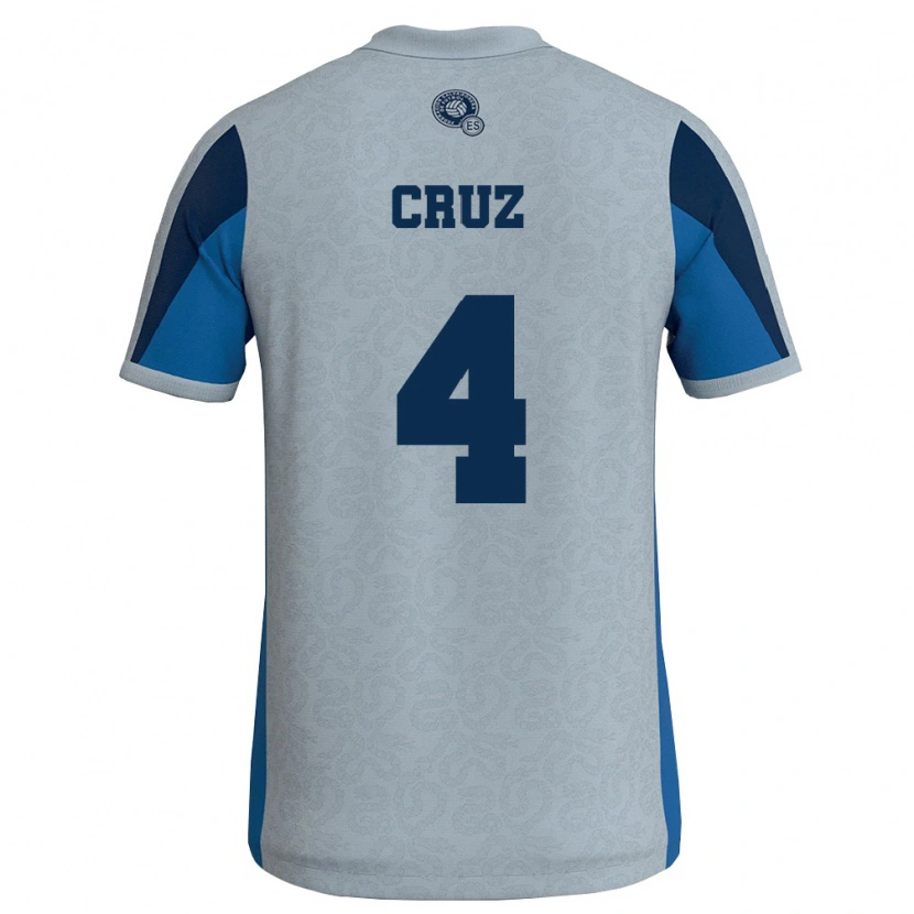 Danxen Mujer Camiseta El Salvador Jorge Cruz #4 Blanco Azul Cielo 2ª Equipación 26-28 La Camisa México