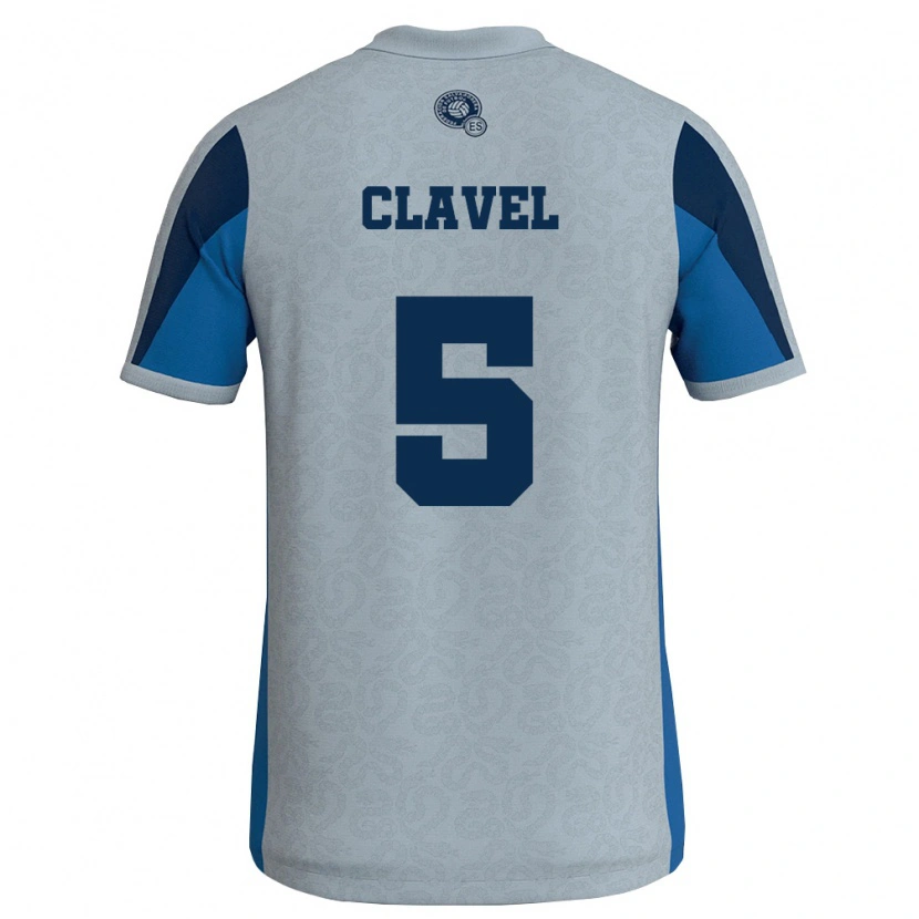 Danxen Mujer Camiseta El Salvador Rudy Clavel #5 Blanco Azul Cielo 2ª Equipación 26-28 La Camisa México