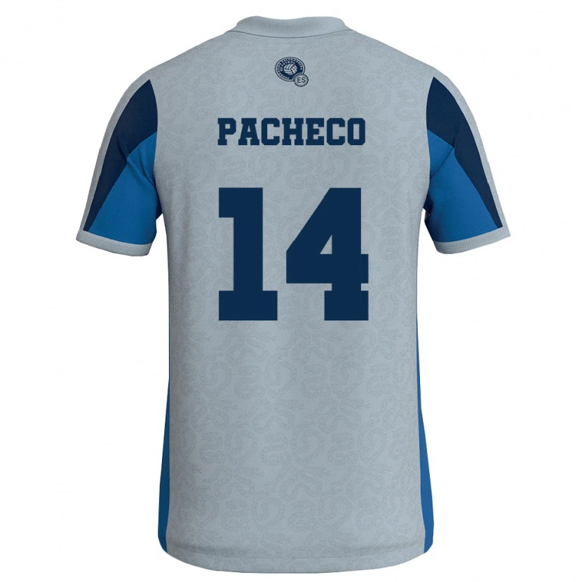 Danxen Mujer Camiseta El Salvador Owen Pacheco #14 Blanco Azul Cielo 2ª Equipación 26-28 La Camisa México