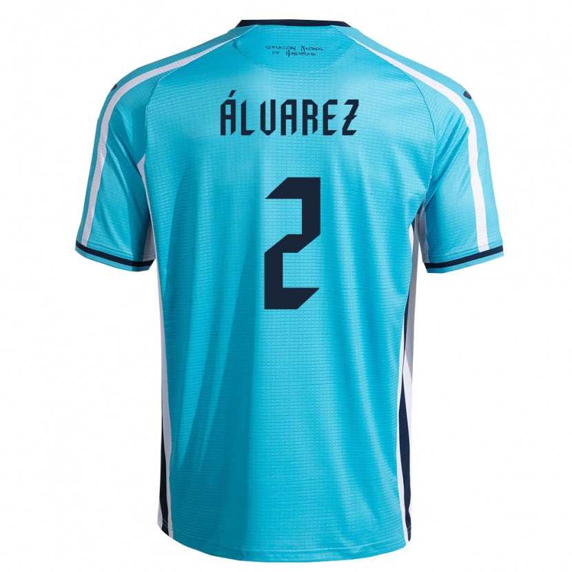 Danxen Mujer Camiseta Honduras Kevin Álvarez #2 Azul Cielo Marino 2ª Equipación 26-28 La Camisa México