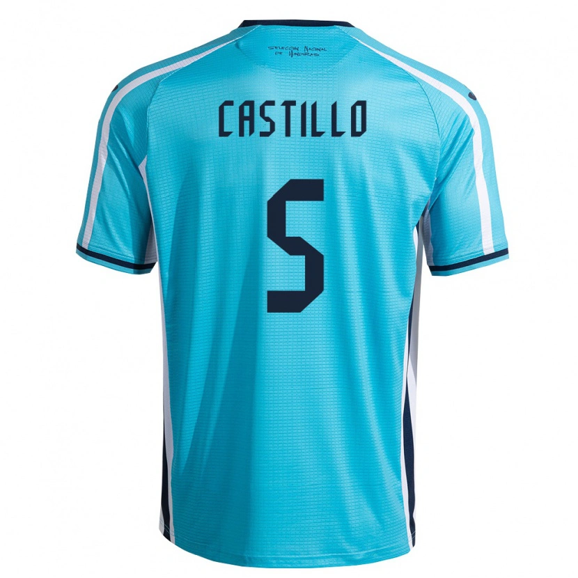 Danxen Mujer Camiseta Honduras Jeferson Castillo #5 Azul Cielo Marino 2ª Equipación 26-28 La Camisa México