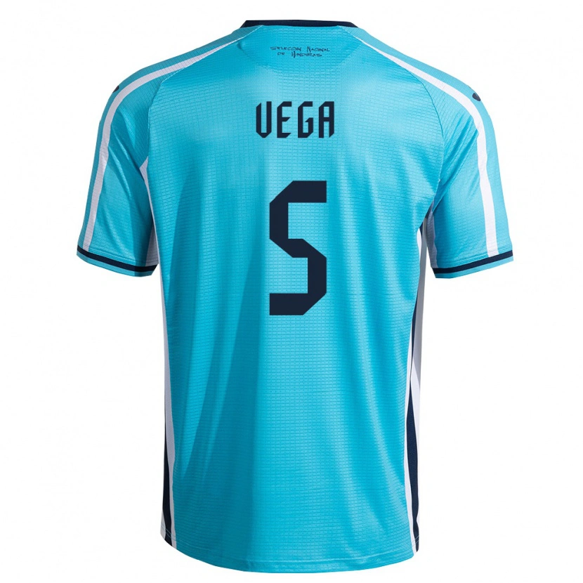 Danxen Mujer Camiseta Honduras Luis Vega #5 Azul Cielo Marino 2ª Equipación 26-28 La Camisa México