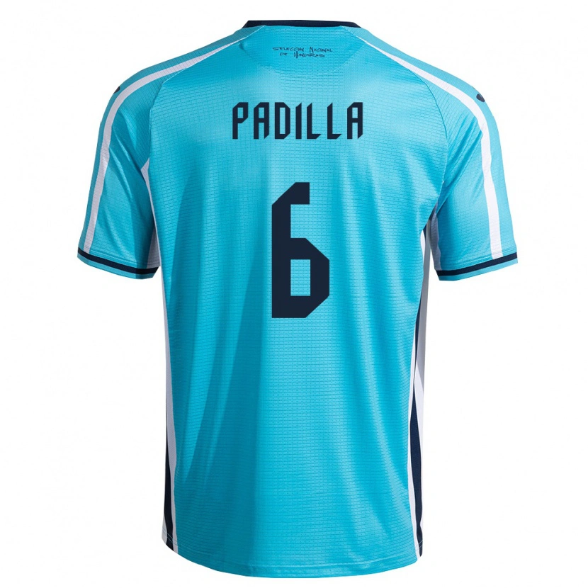 Danxen Mujer Camiseta Honduras Leandro Padilla #6 Azul Cielo Marino 2ª Equipación 26-28 La Camisa México