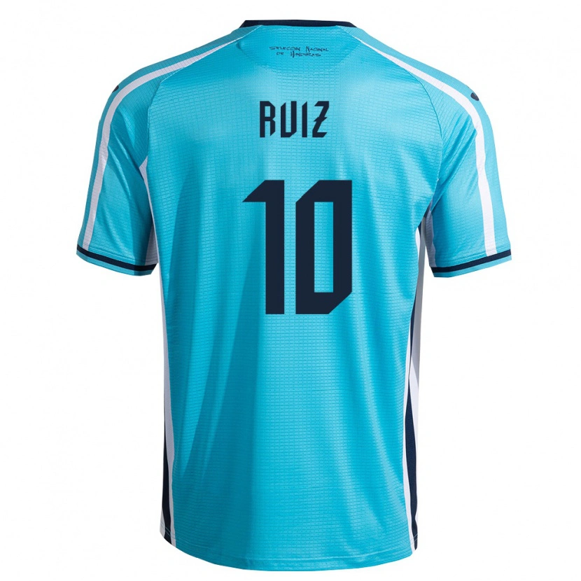 Danxen Mujer Camiseta Honduras David Ruíz #10 Azul Cielo Marino 2ª Equipación 26-28 La Camisa México