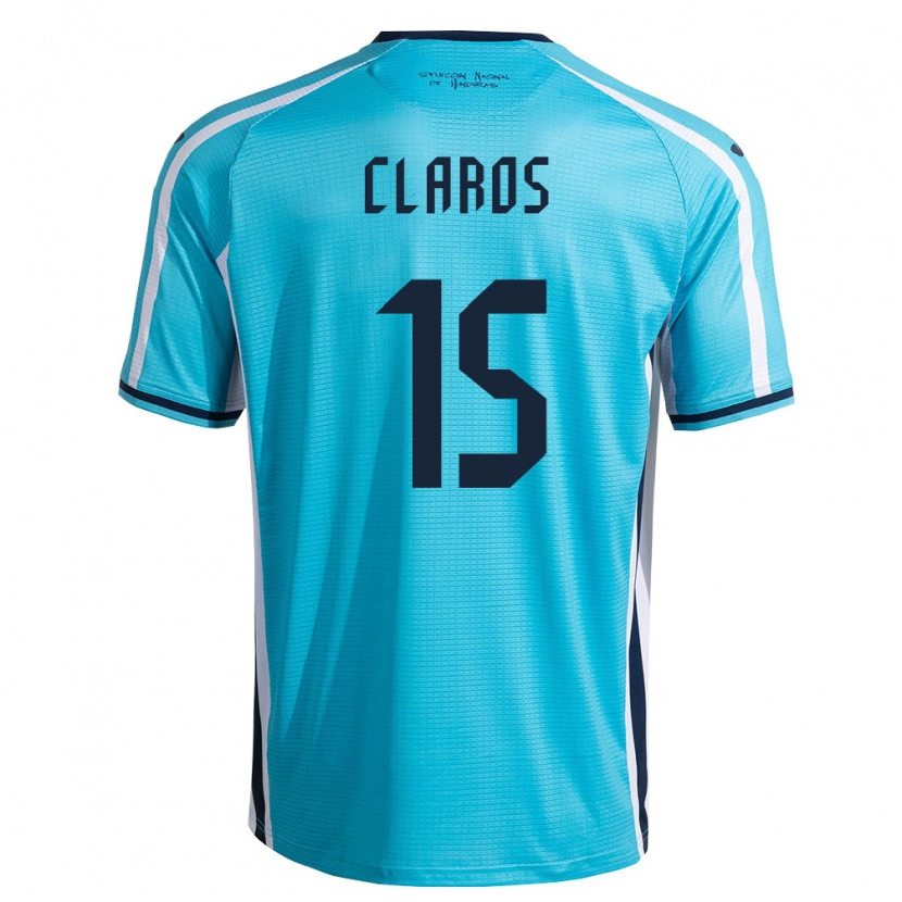 Danxen Mujer Camiseta Honduras Jonathan Claros #15 Azul Cielo Marino 2ª Equipación 26-28 La Camisa México