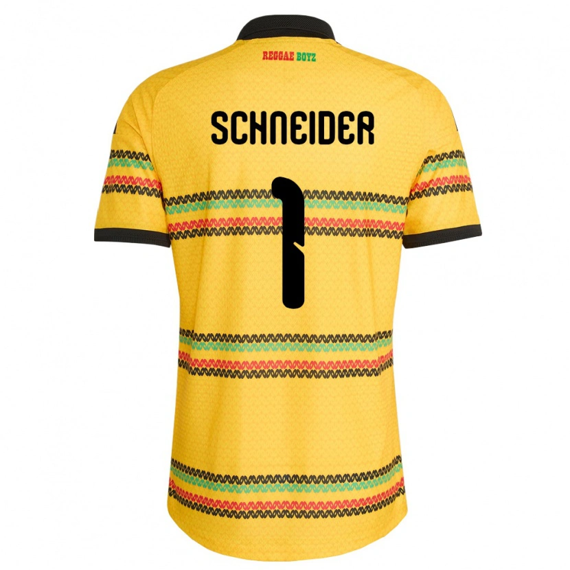 Danxen Niño Camiseta Jamaica Sydney Schneider #1 Amarillo Negro Verde 1ª Equipación 26-28 La Camisa México