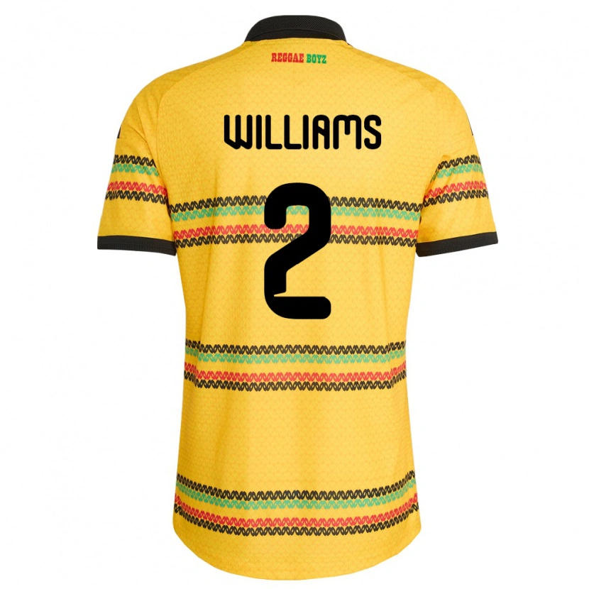 Danxen Niño Camiseta Jamaica Javin Amani Williams #2 Amarillo Negro Verde 1ª Equipación 26-28 La Camisa México