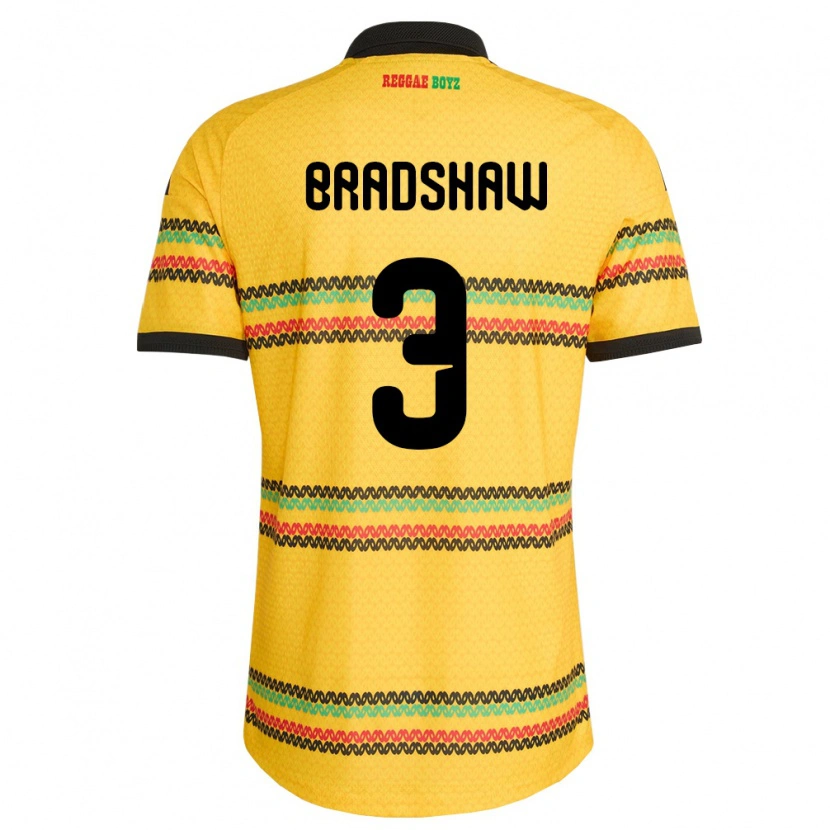 Danxen Niño Camiseta Jamaica Jalani Bradshaw #3 Amarillo Negro Verde 1ª Equipación 26-28 La Camisa México