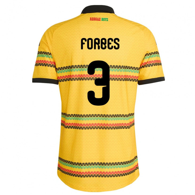 Danxen Niño Camiseta Jamaica Michael Forbes #3 Amarillo Negro Verde 1ª Equipación 26-28 La Camisa México