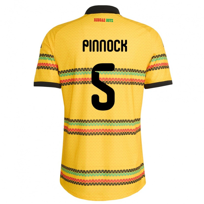 Danxen Niño Camiseta Jamaica Ethan Pinnock #5 Amarillo Negro Verde 1ª Equipación 26-28 La Camisa México