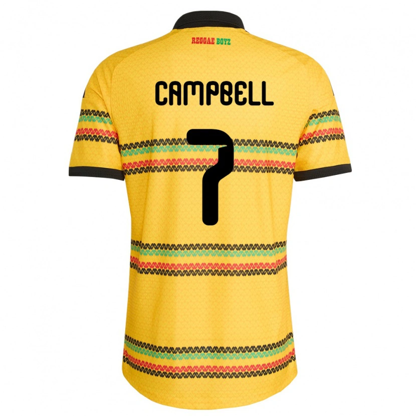 Danxen Niño Camiseta Jamaica Tyreece Campbell #7 Amarillo Negro Verde 1ª Equipación 26-28 La Camisa México