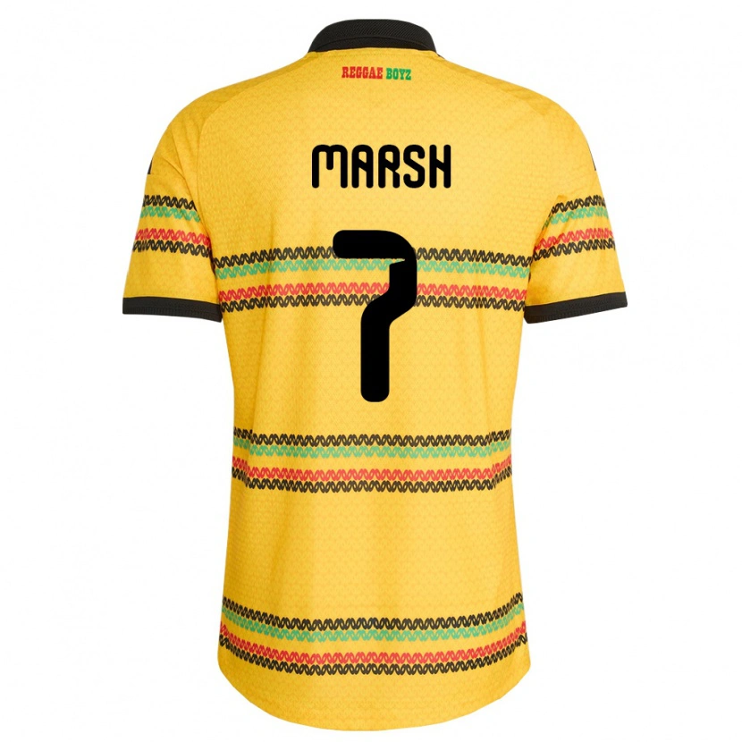 Danxen Niño Camiseta Jamaica Cadriano Marsh #7 Amarillo Negro Verde 1ª Equipación 26-28 La Camisa México