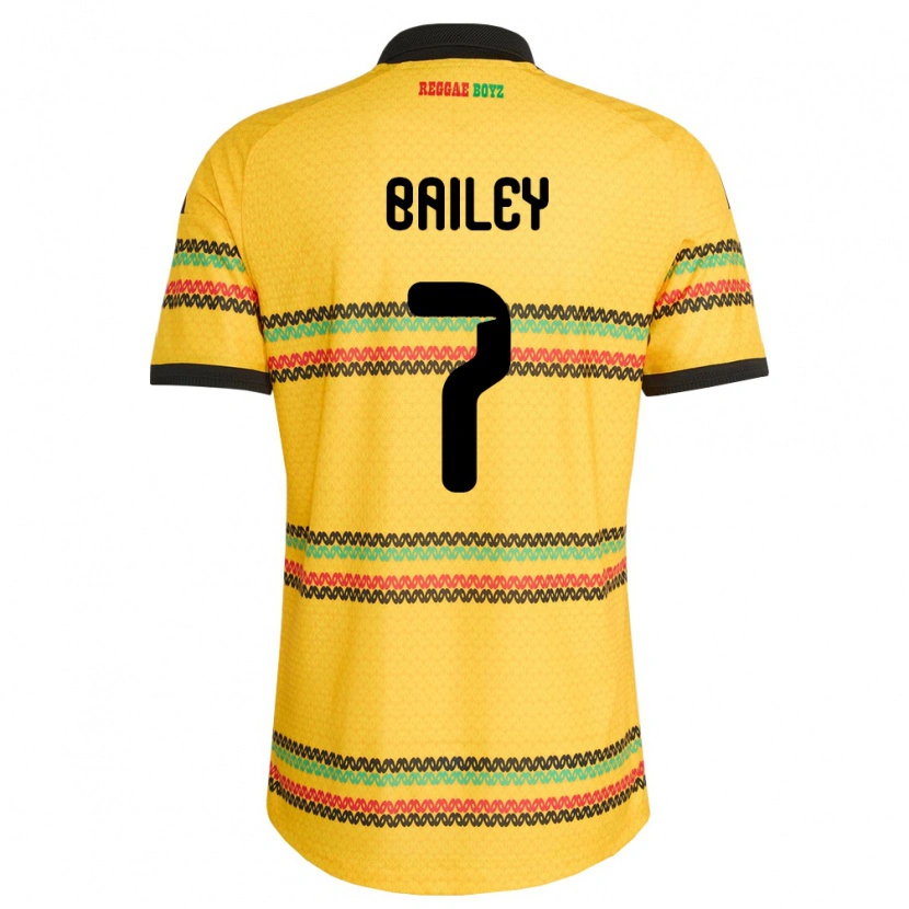 Danxen Niño Camiseta Jamaica Leon Bailey #7 Amarillo Negro Verde 1ª Equipación 26-28 La Camisa México