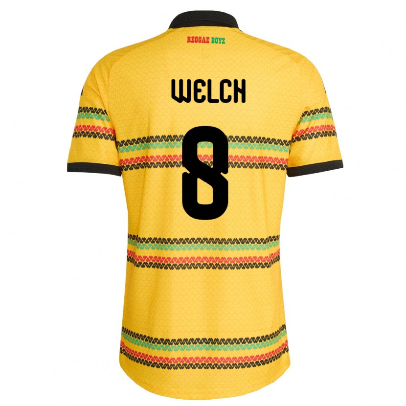 Danxen Niño Camiseta Jamaica Makai Welch #8 Amarillo Negro Verde 1ª Equipación 26-28 La Camisa México