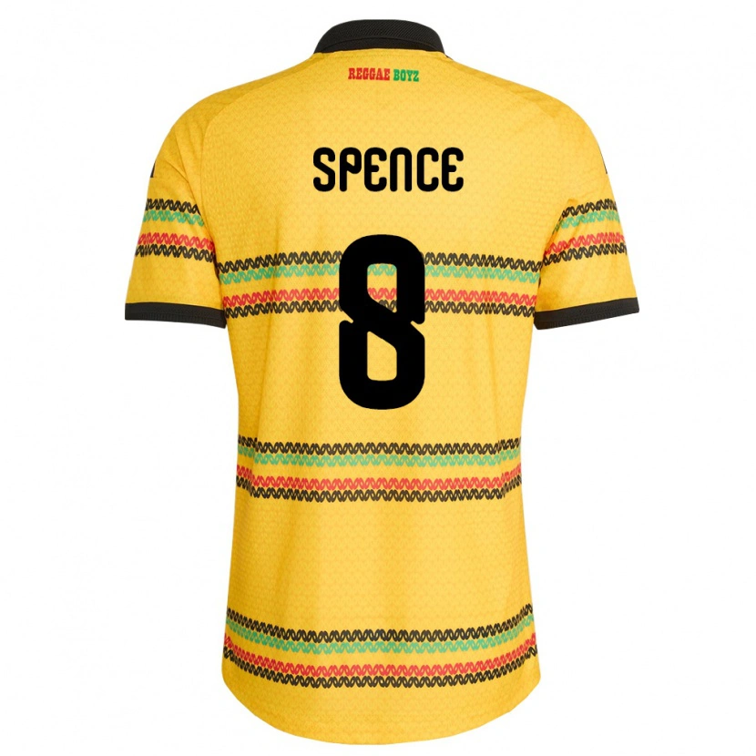 Danxen Niño Camiseta Jamaica Drew Spence #8 Amarillo Negro Verde 1ª Equipación 26-28 La Camisa México