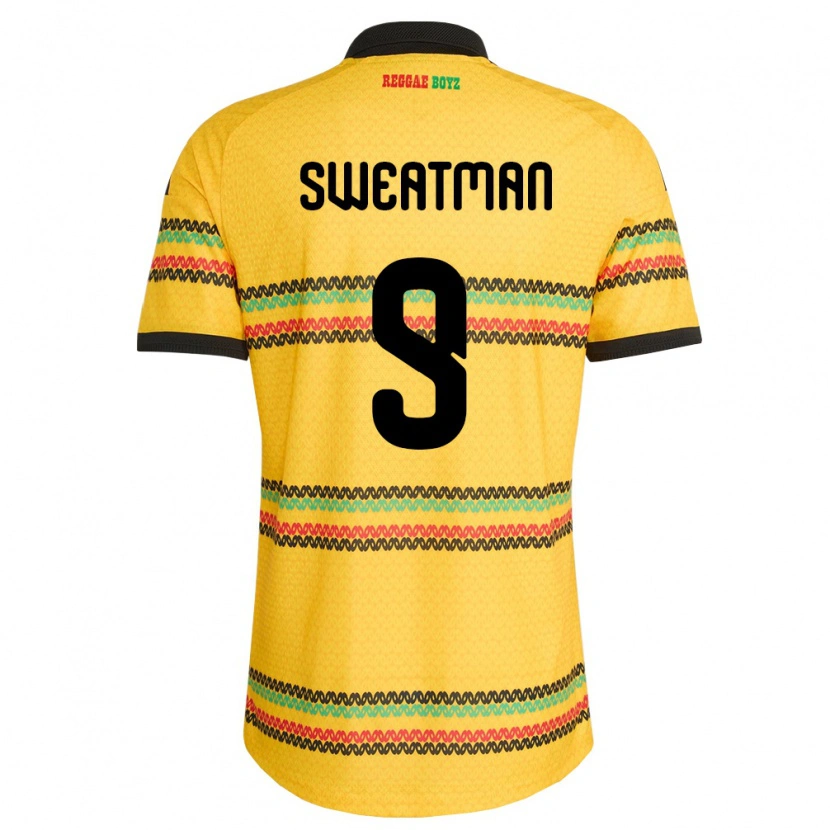 Danxen Niño Camiseta Jamaica Marlo Sweatman #9 Amarillo Negro Verde 1ª Equipación 26-28 La Camisa México