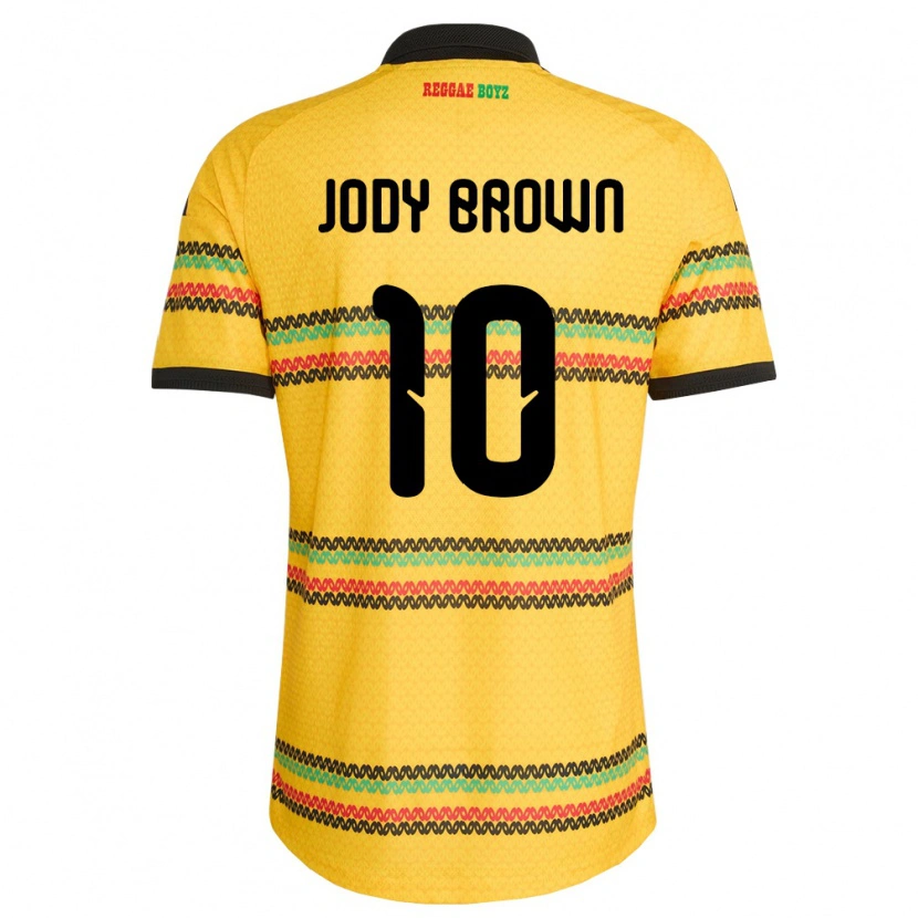 Danxen Niño Camiseta Jamaica Jody Brown #10 Amarillo Negro Verde 1ª Equipación 26-28 La Camisa México