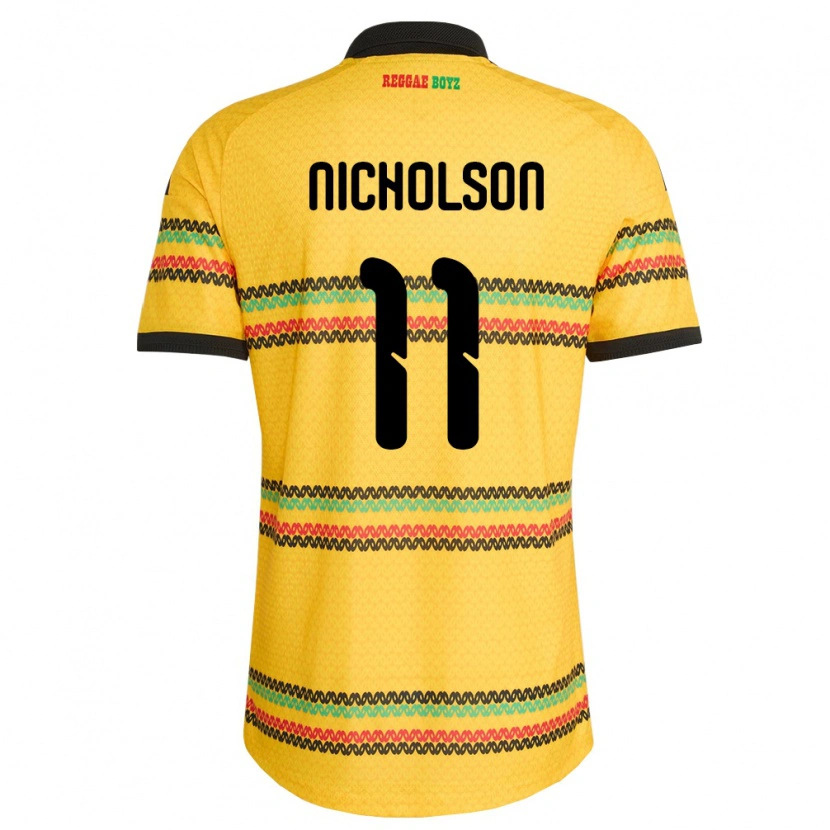 Danxen Niño Camiseta Jamaica Shamar Nicholson #11 Amarillo Negro Verde 1ª Equipación 26-28 La Camisa México