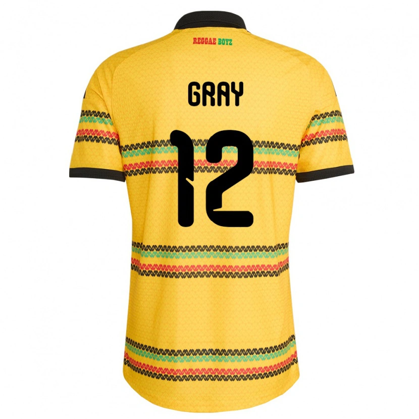 Danxen Niño Camiseta Jamaica Demarai Gray #12 Amarillo Negro Verde 1ª Equipación 26-28 La Camisa México