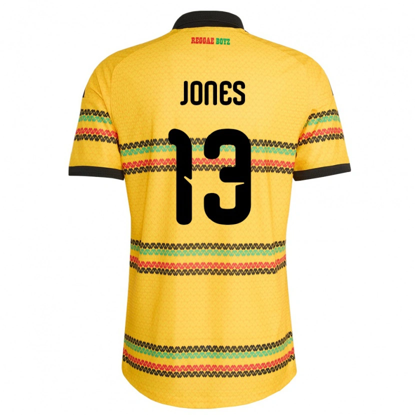 Danxen Niño Camiseta Jamaica Javanae Jones #13 Amarillo Negro Verde 1ª Equipación 26-28 La Camisa México