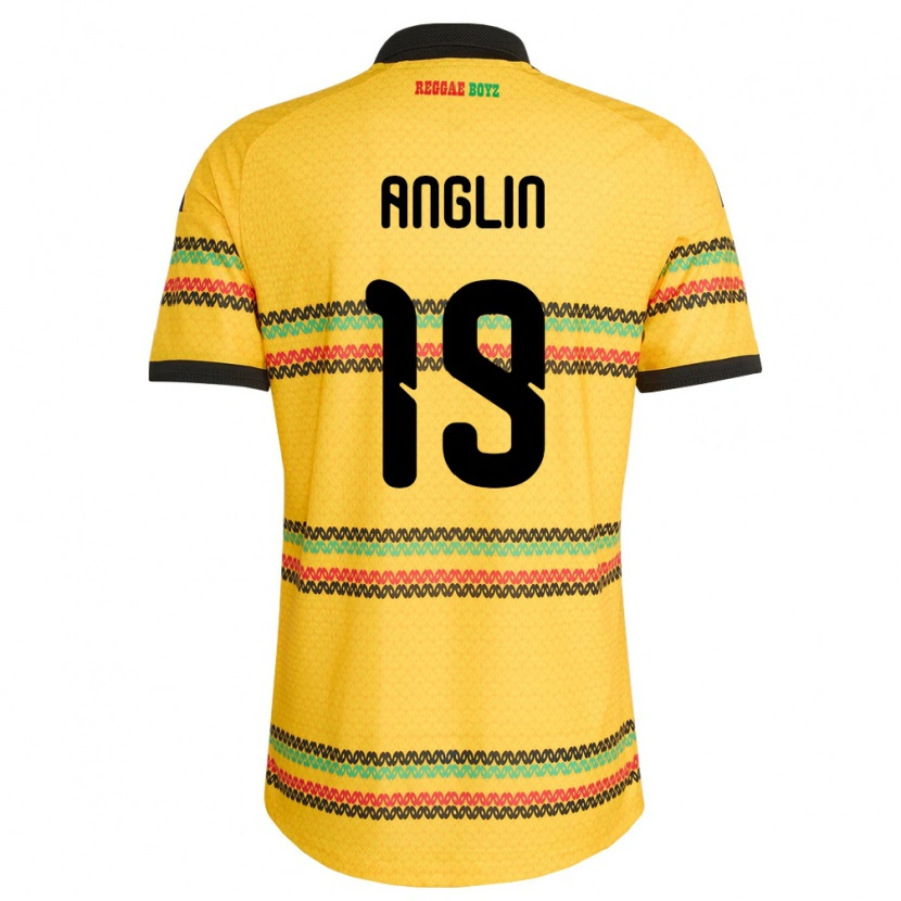Danxen Niño Camiseta Jamaica Jahshaun Anglin #19 Amarillo Negro Verde 1ª Equipación 26-28 La Camisa México
