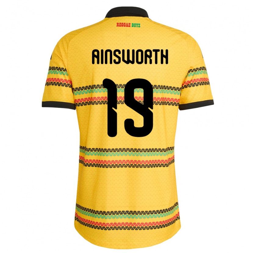 Danxen Niño Camiseta Jamaica Christopher Ainsworth #19 Amarillo Negro Verde 1ª Equipación 26-28 La Camisa México