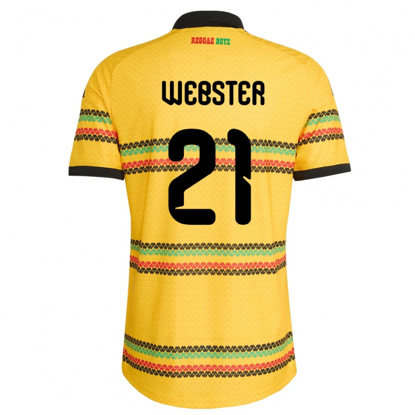 Danxen Niño Camiseta Jamaica Ronaldo Webster #21 Amarillo Negro Verde 1ª Equipación 26-28 La Camisa México