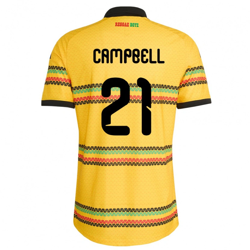 Danxen Niño Camiseta Jamaica Norman Campbell #21 Amarillo Negro Verde 1ª Equipación 26-28 La Camisa México
