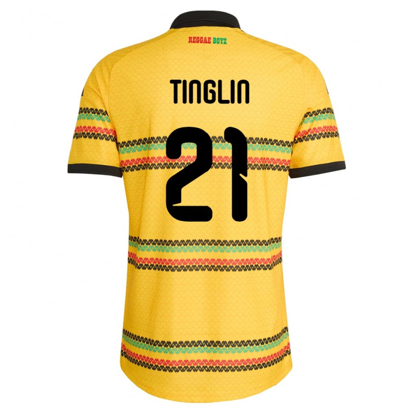 Danxen Niño Camiseta Jamaica Carlyle Tinglin #21 Amarillo Negro Verde 1ª Equipación 26-28 La Camisa México