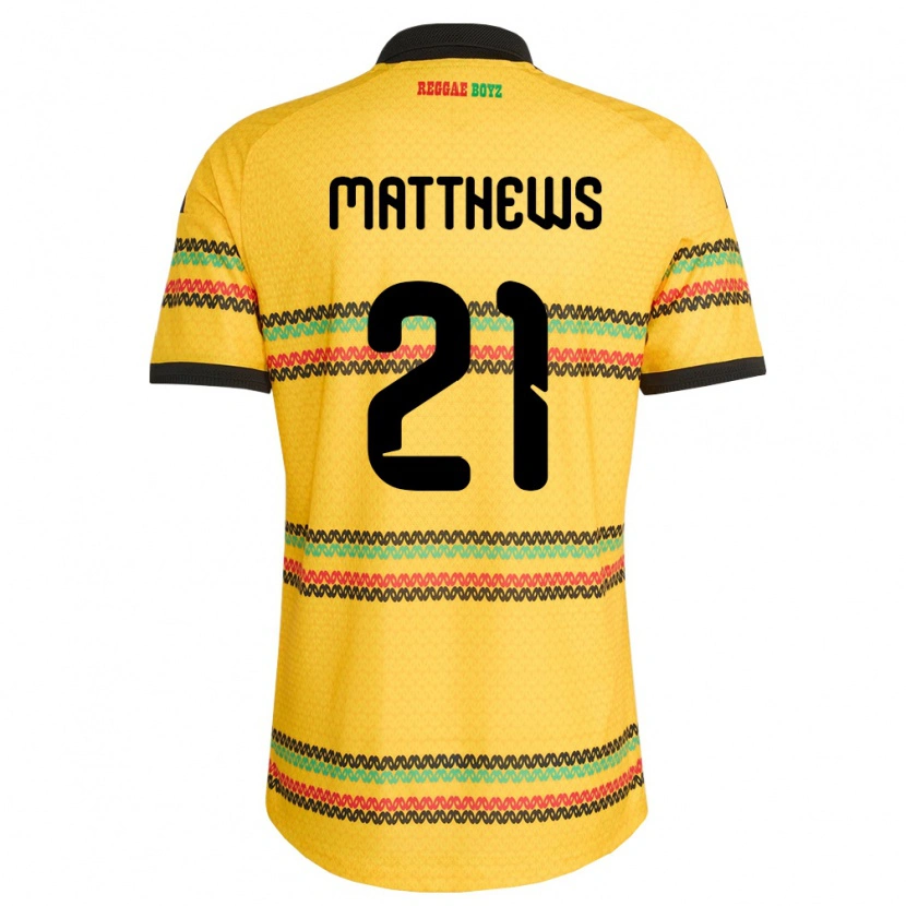 Danxen Niño Camiseta Jamaica Cheyna Matthews #21 Amarillo Negro Verde 1ª Equipación 26-28 La Camisa México