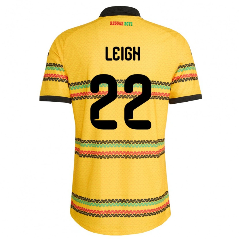Danxen Niño Camiseta Jamaica Greg Leigh #22 Amarillo Negro Verde 1ª Equipación 26-28 La Camisa México