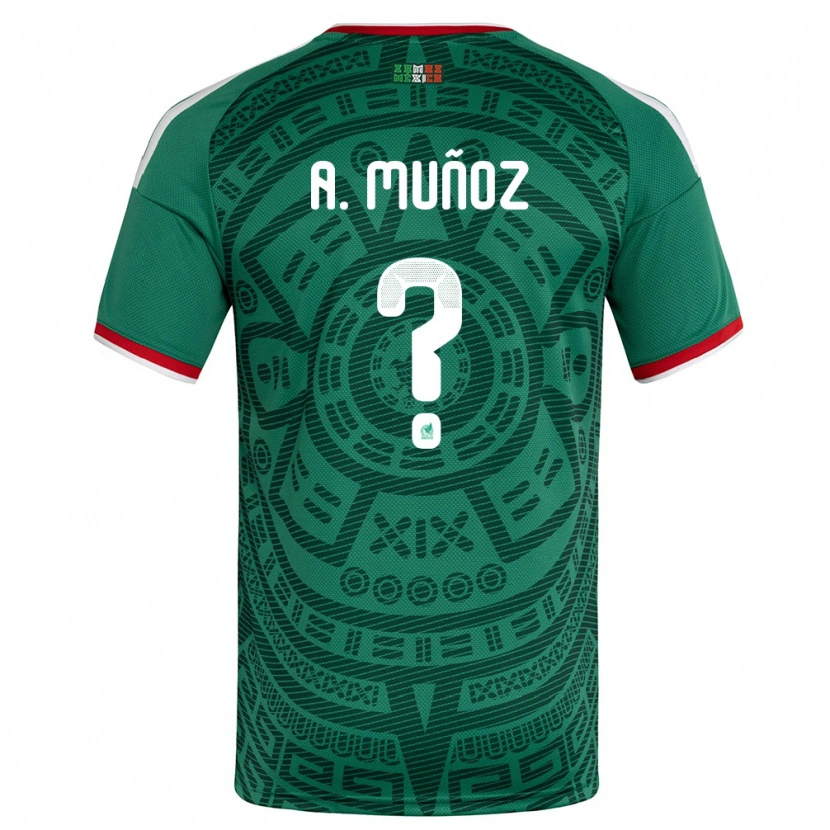 Danxen Niño Camiseta México Aarón Muñoz #0 Verde Blanco Rojo 1ª Equipación 26-28 La Camisa México
