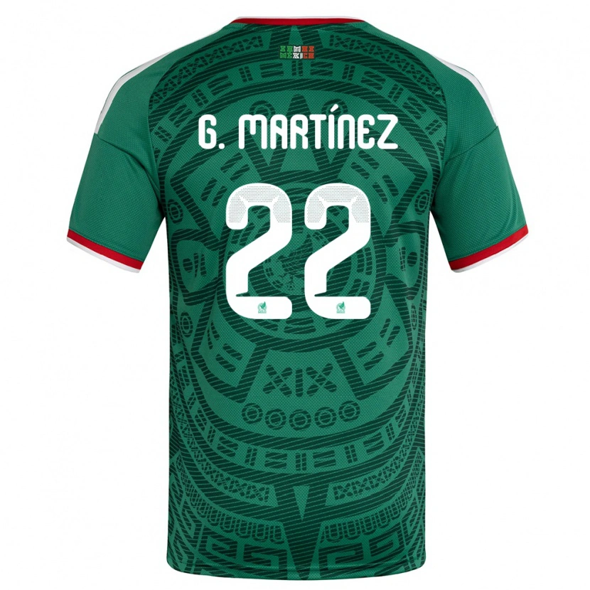 Danxen Niño Camiseta México Guillermo Martínez #22 Verde Blanco Rojo 1ª Equipación 26-28 La Camisa México