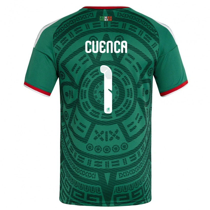 Danxen Niño Camiseta México Johan Cuenca #1 Verde Blanco Rojo 1ª Equipación 26-28 La Camisa México