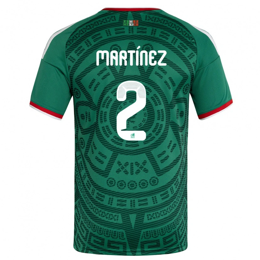 Danxen Niño Camiseta México Emilio Martinez #2 Verde Blanco Rojo 1ª Equipación 26-28 La Camisa México