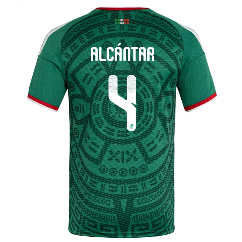 Danxen Niño Camiseta México Jesus Alcantar #4 Verde Blanco Rojo 1ª Equipación 26-28 La Camisa México