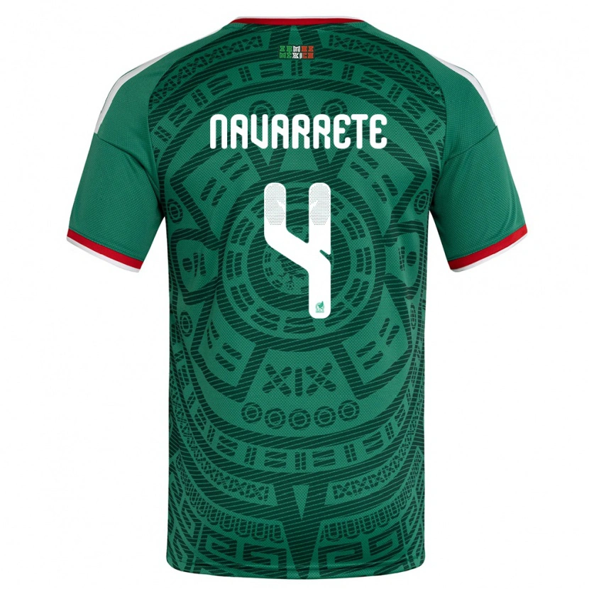 Danxen Niño Camiseta México Luis Navarrete #4 Verde Blanco Rojo 1ª Equipación 26-28 La Camisa México