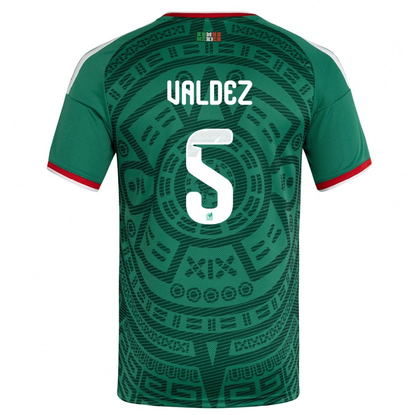 Danxen Niño Camiseta México Adonai Valdez #5 Verde Blanco Rojo 1ª Equipación 26-28 La Camisa México