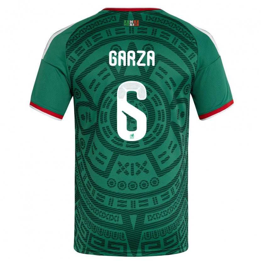 Danxen Niño Camiseta México César Garza #6 Verde Blanco Rojo 1ª Equipación 26-28 La Camisa México