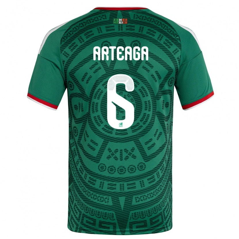 Danxen Niño Camiseta México Gerardo Arteaga #6 Verde Blanco Rojo 1ª Equipación 26-28 La Camisa México