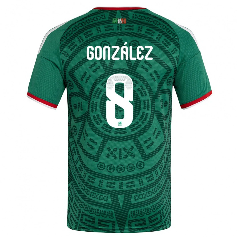 Danxen Niño Camiseta México Ricardo González #8 Verde Blanco Rojo 1ª Equipación 26-28 La Camisa México