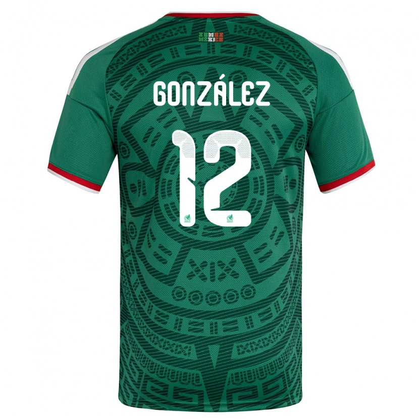 Danxen Niño Camiseta México Itzel Gonzalez #12 Verde Blanco Rojo 1ª Equipación 26-28 La Camisa México