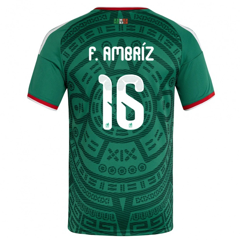 Danxen Niño Camiseta México Fidel Ambríz #16 Verde Blanco Rojo 1ª Equipación 26-28 La Camisa México