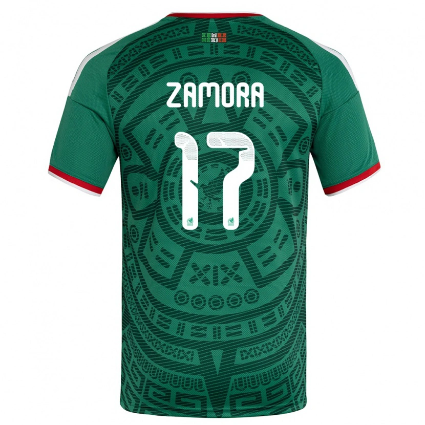 Danxen Niño Camiseta México Saul Zamora #17 Verde Blanco Rojo 1ª Equipación 26-28 La Camisa México